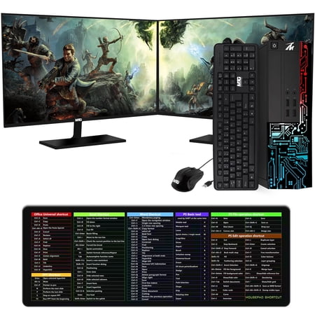 Restored Computer Desktop PC, Intel Core i7, TechMagnet Siwa 8, 16GB RAM, 128GB SSD Boot + 1TB HDD, New MTG Dual 22 Inch Monitor, MTG USB Wired Keyboard Mouse, WiFi, Win 11 Home (Refurbished)