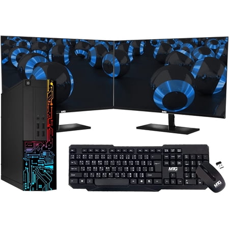 Restored Computer Desktop PC, Intel Core i7, TechMagnet Siwa 8, 8GB RAM, 128 GB Boot + 2TB HDD, 27 Inch Monitor, MTG Wireless Keyboard Mouse, WiFi, Win 11 Home (Refurbished)