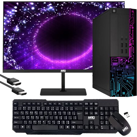Restored Computer Desktop PC, Intel Core i7, TechMagnet Siwa 8, 8GB RAM, 128 GB Boot + 2TB HDD, New MTG Dual 24 Inch Monitor, MTG Wireless Keyboard Mouse, WiFi, Win 11 Home (Refurbished)