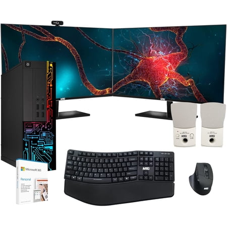 Restored Computer Desktop PC, Intel Core i7, TechMagnet Siwa 8, 8GB RAM, 1TB HDD, New MTG Dual 24 Inch Monitor, MTG Wireless Ergonomic Keyboard Mouse, Speaker, Webcam, Office 365, WiFi, Win 10 Pro (Refurbished)