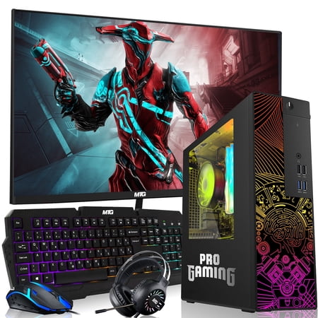 Restored TechMagnet RGB Desktop Computer- Core i5, 16GB ARGB RAM, 256GB SSD, GT-1030, 24 inch Monitor, RGB Keyboard with AI-Enabled Copilot Key, Mouse, RGB Headphone Win 10 Pro (Refurbished)