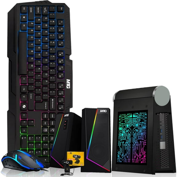 Restored CyberCube Mini PC Bundle,Intel Core i5,16GB RAM,256GB SSD,RGB Kit,Webcam,Windows 11 Pro (Refurbished)