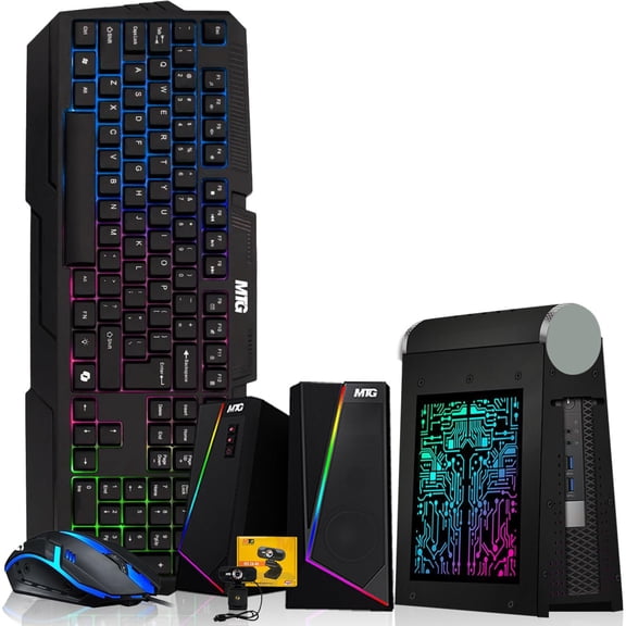 Restored CyberCube Mini PC Bundle,Intel Core i5,32GB RAM,512GB SSD,RGB Kit,Webcam,Windows 11 Pro (Refurbished)