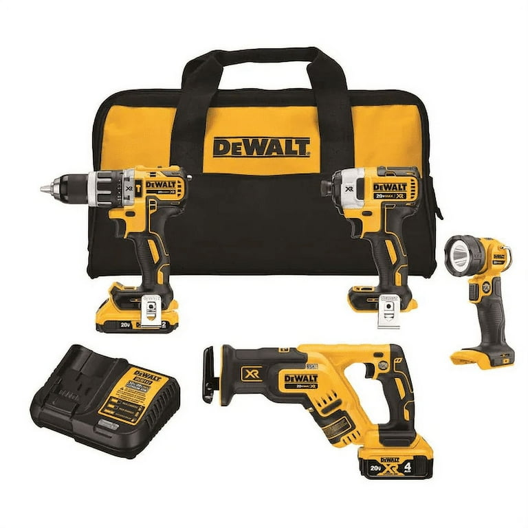Restored DEWALT DCK487D1M1 XR 4 Tool 20 Volt Max Brushless Power Tool Combo Kit with Soft Case 2 Batteries and charger Included Refurbished Walmart