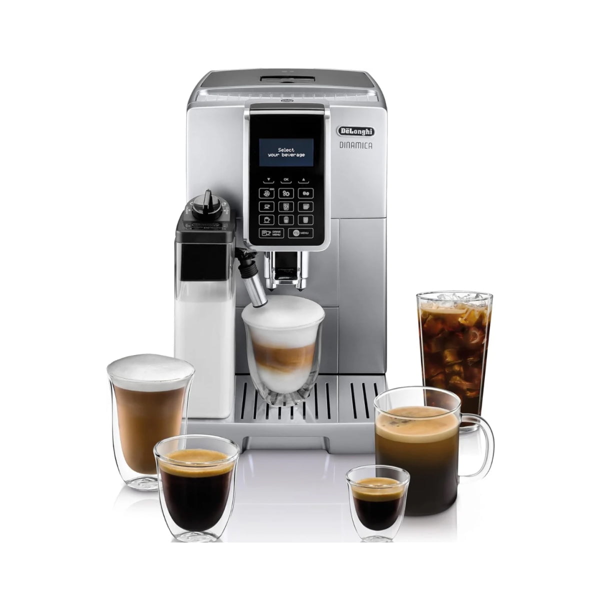 Restored DeLonghi Dinamica Automatic Espresso Machine w/ LatteCrema | 18 Recipes | ECAM35075SI (Refurbished)