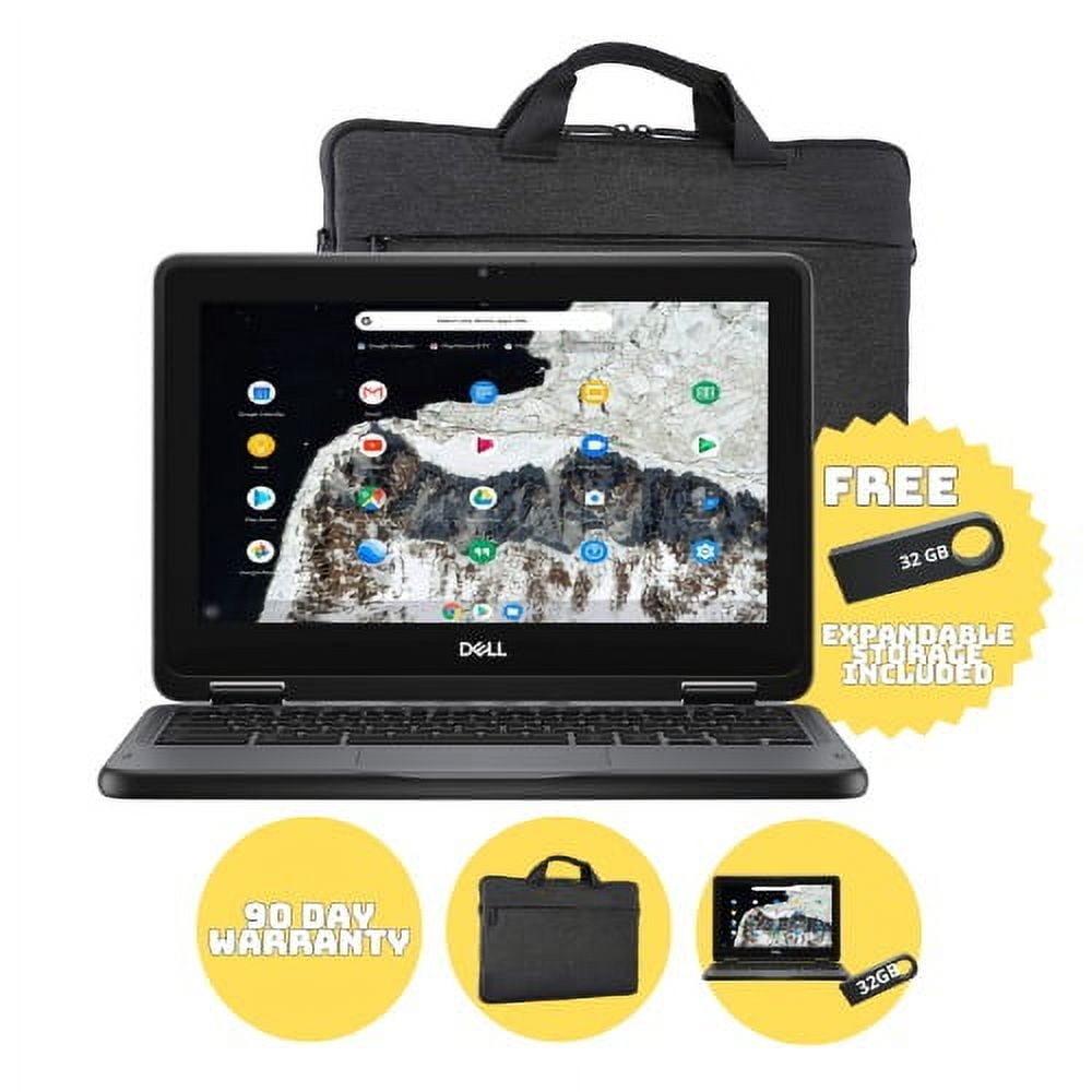 Restored Dell 2-in-1 3100 Touchscreen Chromebook | 11.6-Inch 32GB Storage | 2027 Latest ChromeOs | Bundled With: Professional Carrying Case | 32GB Portable Expandable USB Storage