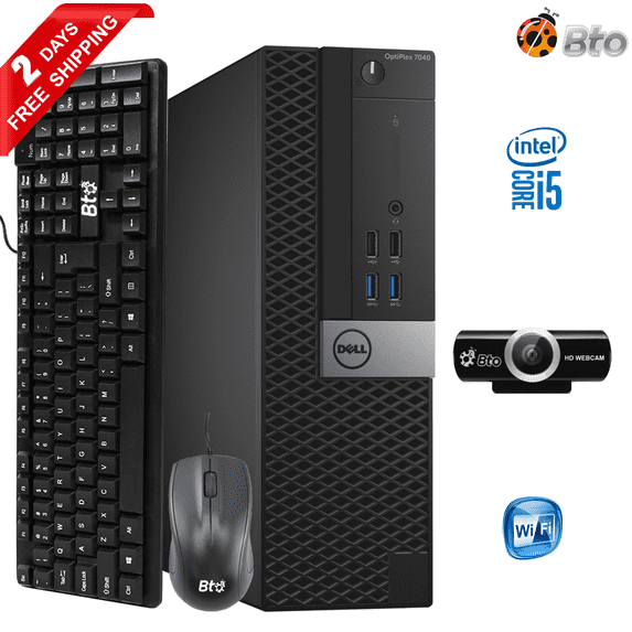 Restored Dell 7040 SFF Computer Core i5 6th 3.4GHz 16GB Ram, 256GB NVMe SSD, HD Webcam, Keyboard and Mouse, Wi-Fi, Win10 Pro Desktop PC (Refurbished)