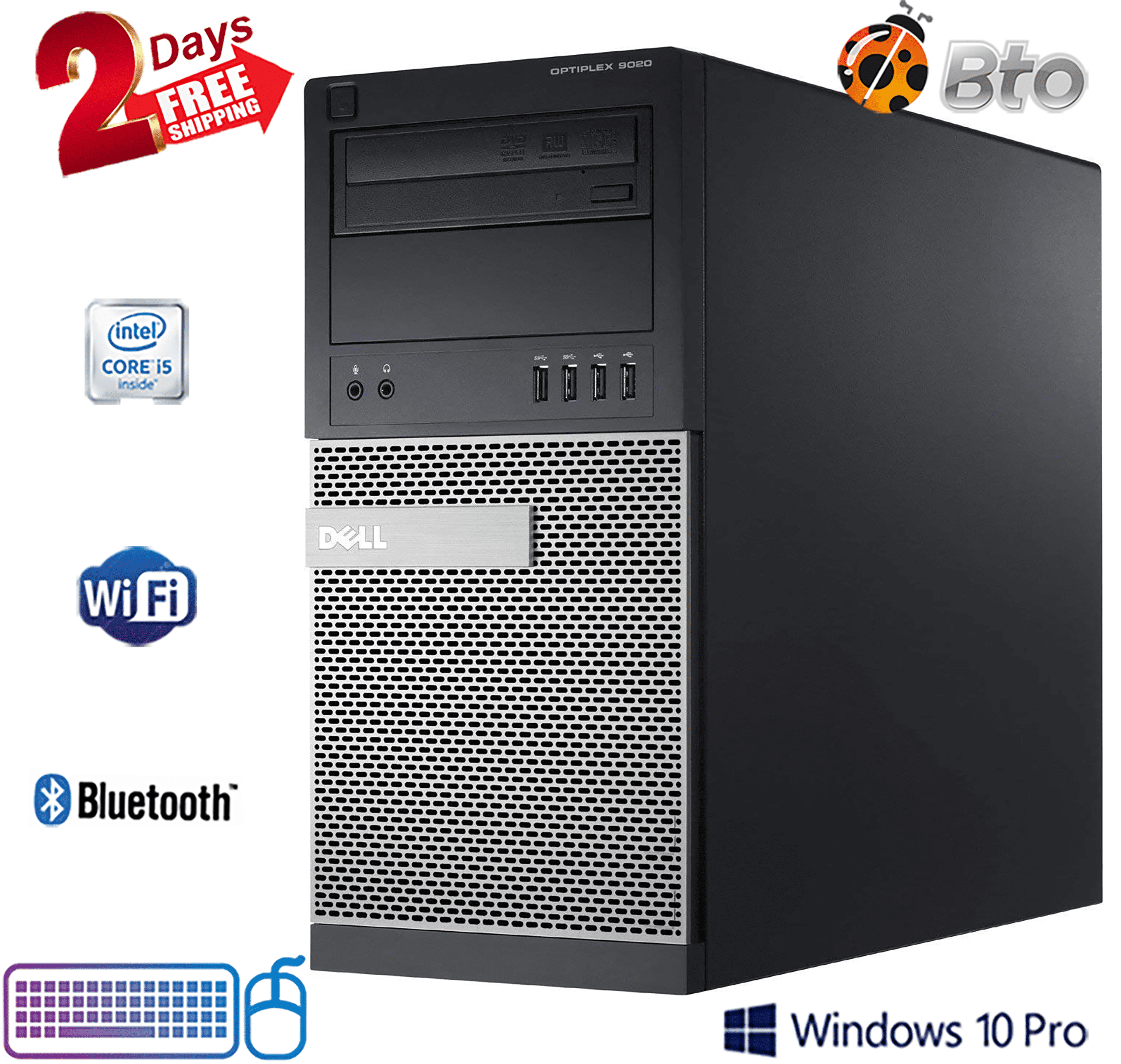 Restored Dell 9020 Desktop Tower Computer PC Intel Core i54th Gen Processor. 16GB Ram 500GB HDD 16GB Flash Drive Bto KB & Mouse Wifi Adapter Bluetooth Windows 10 Pro (Refurbished)