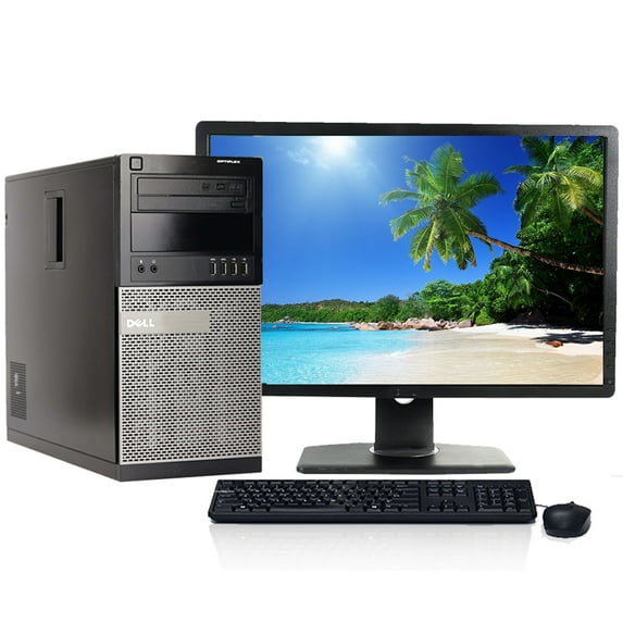 Restored Dell Business Desktop Computer Core i5 Processor up to 16GB Memory 2TB Hard Drive 512GB SSD 24" LCD Monitor DVD WiFi Windows 10 PC (Refurbished)