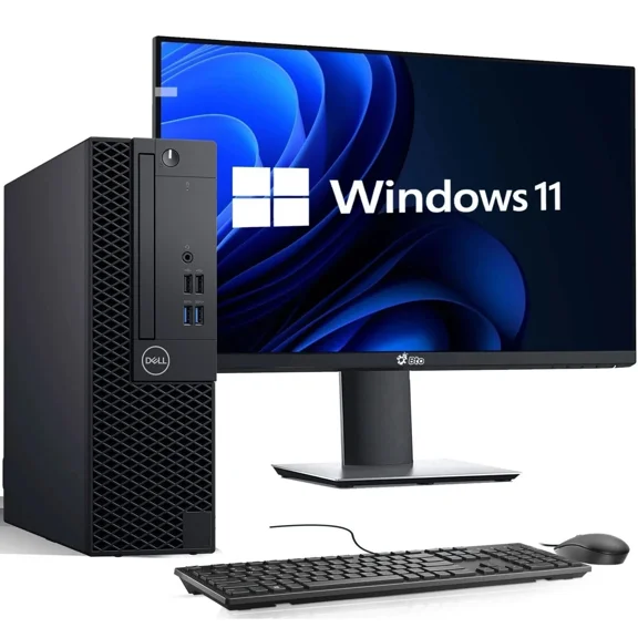 Restored Dell Desktop Computer OptiPlex 3070 PC Intel i5-9500 6-Core Processor, 16GB DDR4 Ram, 512GB SSD, Dual 2 x 22" LED Monitors, Built-in WiFi, Wireless KB & Mouse, Windows 11 Pro (Refurbished)
