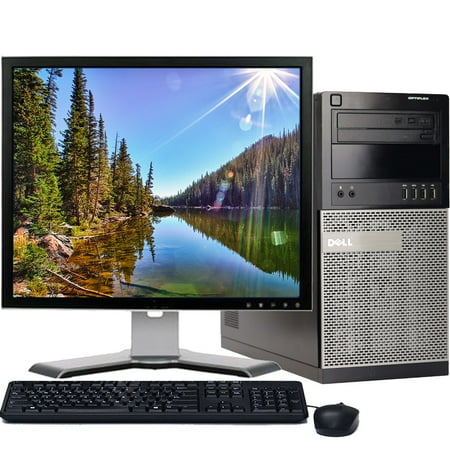 Restored Dell Desktop Computer Tower Core i3 Processor 8GB Memory 500GB HD DVD Wi-Fi with 20" LCD Monitor - PC Windows 10 (Refurbished)