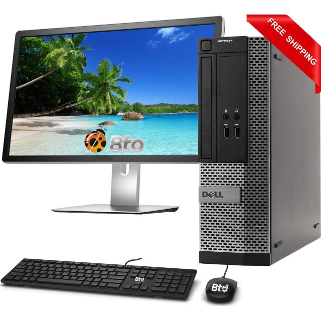 Restored Dell Desktop SFF Computer Intel Core i3 Processor, 8GB Ram, 500GB HDD, 19"" LCD, Keyboard and Mouse, BTO Wi-Fi Adapter, Windows 10 PC (Refurbished)