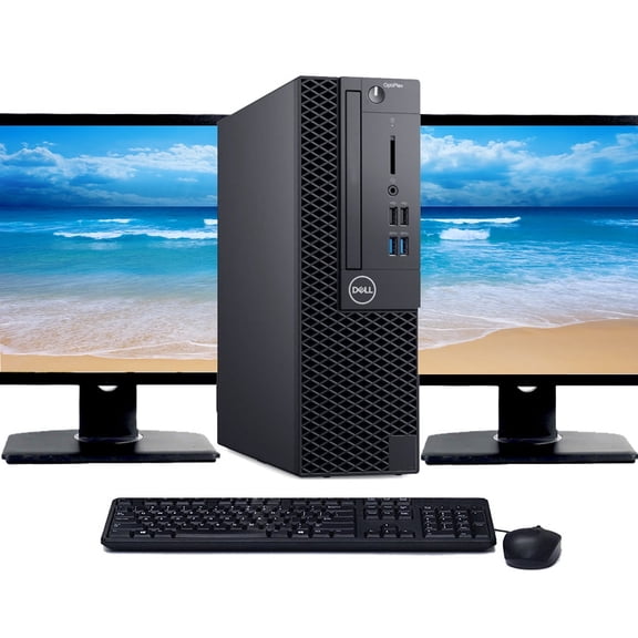 Restored Dell OptiPlex 3060 SFF Desktop Computer | Intel Core i3-8100 (3.6GHz) | 16GB RAM | 2TB HDD | Windows 10 Pro | Dual 22" LCD (Refurbished)