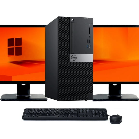Restored Dell OptiPlex 3060 Tower PC | Intel Core i5-8500 (3.0GHz) | 16GB RAM | 1TB HDD | Windows 10 | Dual 22" LCD | Wireless Keyboard and Mouse (Refurbished)
