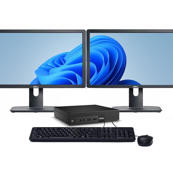Restored Dell OptiPlex 3070 Windows 11 Desktop Computer Core i5-8500T (2.1 GHz) Processor 16GB RAM 128GB SSD Dual 22" LCD's Home or Office PC (Refurbished)