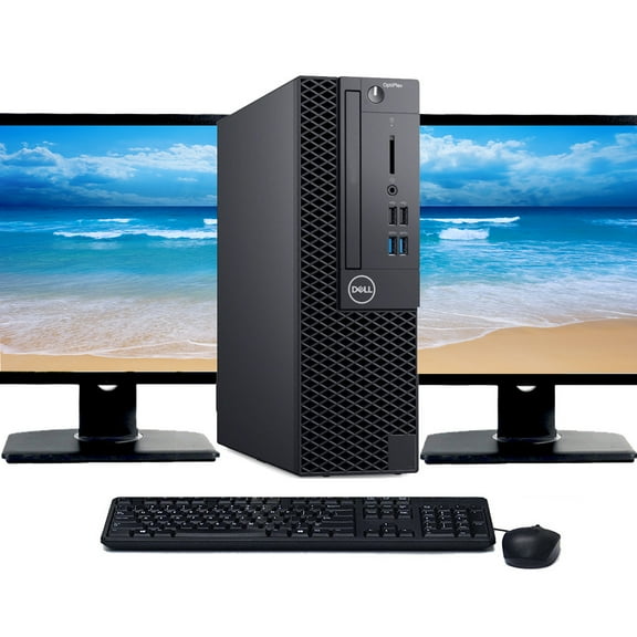 Restored Dell OptiPlex 5060 Small Form Factor Desktop Computer | Intel Core i7-8700 (3.2 GHz) | 8GB RAM | 2TB HDD | Windows 10 Pro | Dual 22" LCD (Refurbished)