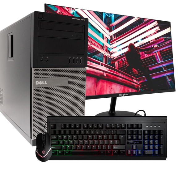 Restored Dell OptiPlex 7010 Desktop Computer Tower PC Intel i5 (3.5GHz Turbo) 16GB DDR3 RAM 500GB SSD + 1TB WiFi-5G + BT Win 10 Pro New 24in LCD Monitor RGB Mouse + KB (Refurbished)