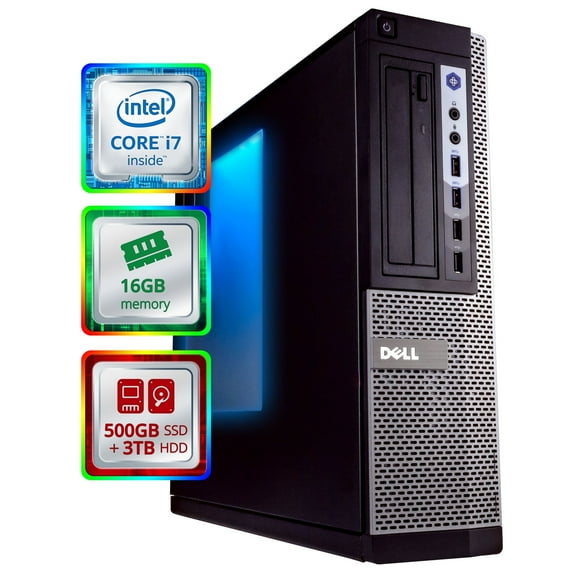 Restored Dell OptiPlex 7010 Small RGB Desktop Computer (SFF) Quad Core Intel i7 (3.9Ghz Turbo) 16GB DDR3 RAM 500GB SSD + 3TB WiFi-5G + Bluetooth Win 10 Pro Home or Office PC (Refurbished)
