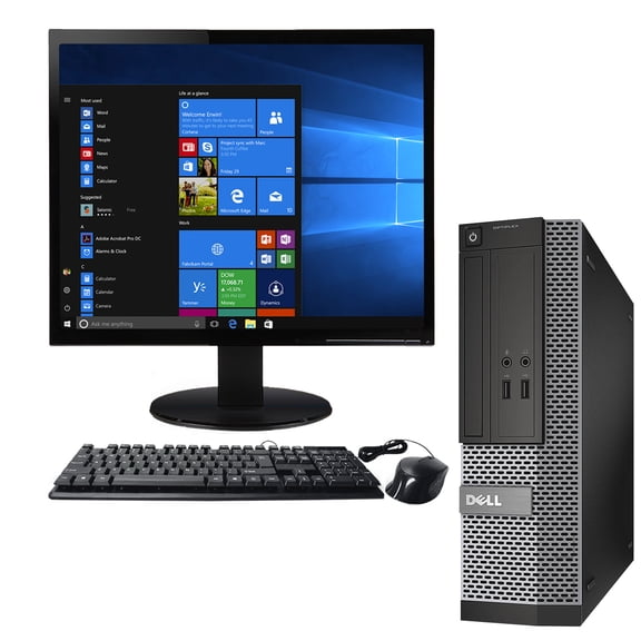 Restored Dell OptiPlex 7020 SFF Computer PC, Intel Core i3 CPU, 8GB RAM, 500GB HDD, Wi-Fi, Windows 10, includes 19" LCD, T-Wolf S6 Soundbar, Keyboard, and Mouse (Refurbished)