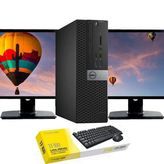 Restored Dell OptiPlex 7040 Windows 10 Desktop Computer Core i5-6500 CPU 8GB RAM 1TB HDD Dual 22" LCD Monitors with Wireless Keyboard and Mouse (Refurbished)