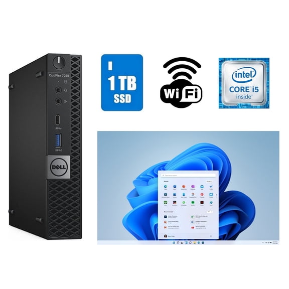 Restored Dell OptiPlex 7050 Micro Form Factor Desktop Computer Core i5 16GB RAM 1TB SSD Windows 11 (Refurbished)