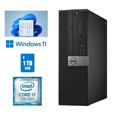 Restored Dell OptiPlex 7050 SFF Core i7-7700 Desktop Computer 32GB RAM 1TB SSD Wi-Fi Windows 11 Pro