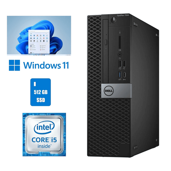 Restored Dell OptiPlex 7050 SFF Core i5 Desktop Computer 16GB RAM 512GB SSD Windows 11 Pro Wi-Fi (Refurbished)