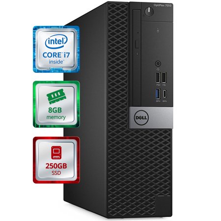 Restored Dell OptiPlex 7050 Small Desktop Computer (SFF) Quad Core Intel i7 (4.2GHz Turbo) 8GB DDR4 RAM 250GB SSD Solid State WiFi-5G + Bluetooth Windows 10 Pro (Refurbished)