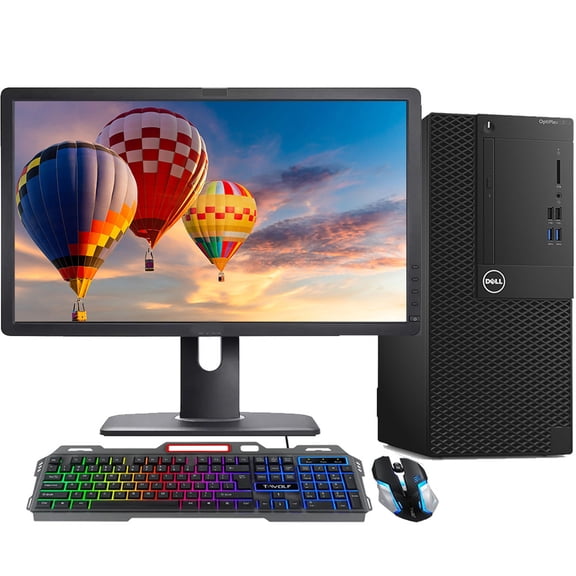 Restored Dell OptiPlex 7060 Desktop Tower Computer | Intel Hexa-Core i7-8700 (3.2 GHz) | 8GB RAM | 256GB SSD | Windows 11 | 22" LCD (Refurbished)