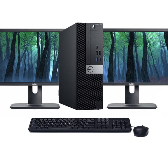 Restored Dell OptiPlex 7060 Windows 11 Desktop Computer | Core i5-8500 (3.0 GHz) Processor | 32GB RAM | 128GB SSD | Dual 22" LCD's | Home or Office PC (Refurbished)