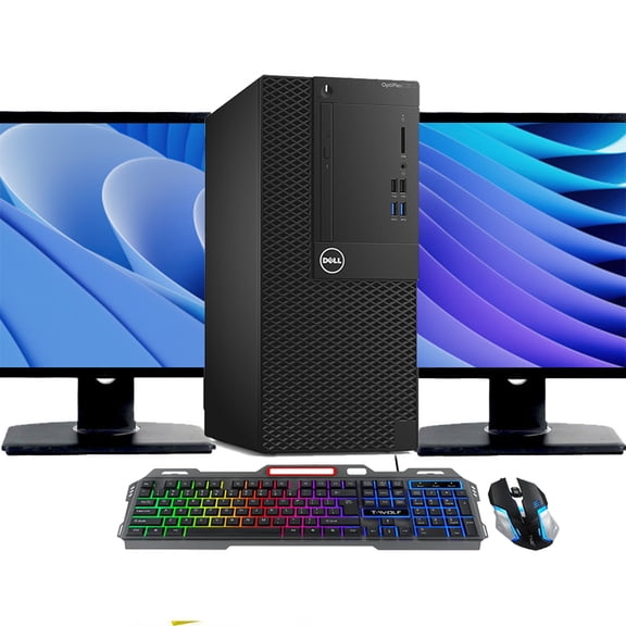 Restored Dell OptiPlex 7070 Tower Computer | Intel Octa-Core i7-9700 (3.0 GHz) | 8GB RAM | 1TB HDD | TF600 LED Keyboard and Mouse | Windows 11 | Dual 22" LCD | Home or Office PC (Refurbished)
