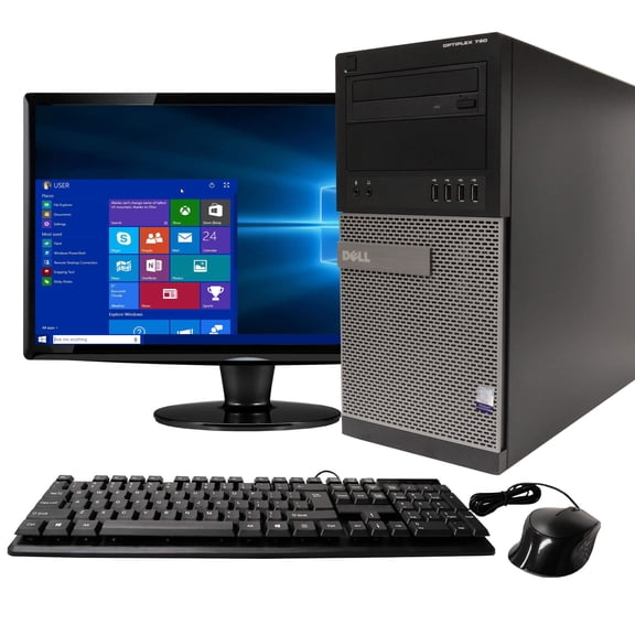 Restored Dell OptiPlex 790 Desktop Tower Computer Bundle With 19" Monitor, Intel Core i5, 8GB RAM, 500GB HD, DVD-ROM, Windows 10 Home , Black (Refurbished)