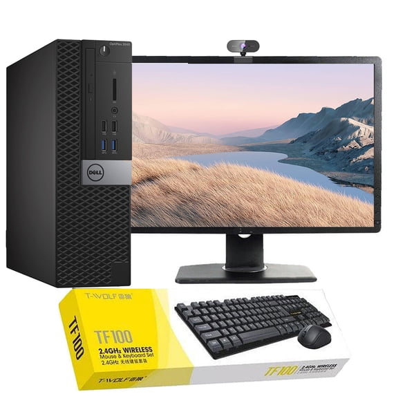 Dell OptiPlex Desktop Computer Core i3 6th gen CPU 16GB RAM 256GB SSD Webcam 22" LCD Windows 10 with Wireless Keyboard and Mouse (Restored)