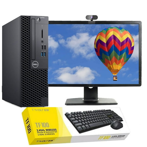 Restored Dell OptiPlex Desktop Computer Core i3 8th gen CPU 16GB RAM 256GB SSD Webcam 22" LCD Windows 11 with Wireless Keyboard and Mouse (Refurbished)
