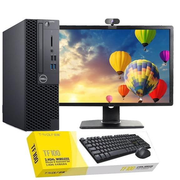 Restored Dell OptiPlex Desktop Computer Core i3 8th gen CPU 16GB RAM 512GB SSD Webcam 22" LCD Windows 11 with Wireless Keyboard and Mouse (Refurbished)