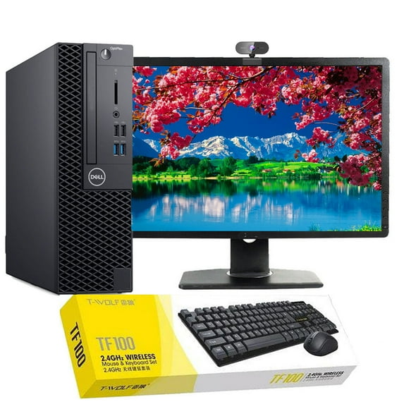Restored Dell OptiPlex Desktop Computer Core i7 7th gen CPU 16GB RAM 256GB SSD Webcam 22" LCD Windows 10 with Wireless Keyboard and Mouse (Refurbished)