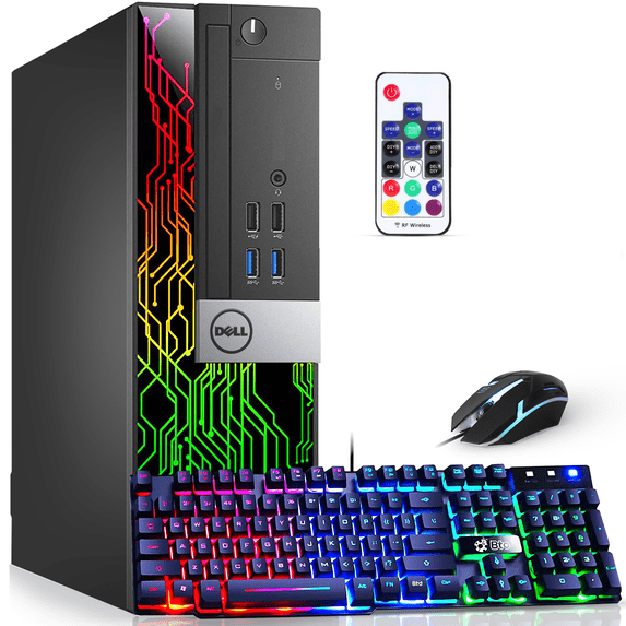 Restored Dell OptiPlex Computer PC with RGB Lights, Intel Core i5-6500 6th Gen, 16GB, 512GB SSD (Refurbished)