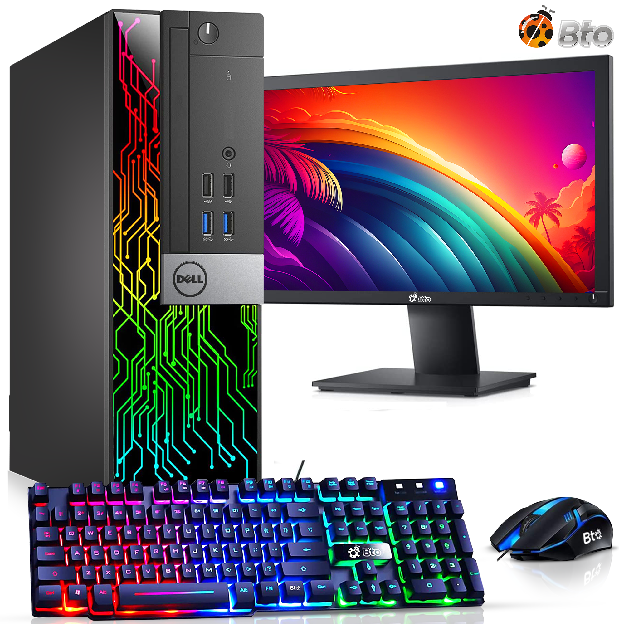 Restored Dell OptiPlex Desktop Computer PC with RGB lights, Intel i5 Quad-Core 6th Gen. Processor, 8GB Ram, 256GB SSD, 22 inch Monitor, BTO RGB Gaming Restored Dell OptiPlex Desktop Computer PC with RGB lights, Intel i5 Quad-Core 6th Gen. Processor, 8GB Ram, 256GB SSD, 22 inch Monitor, BTO RGB Gaming