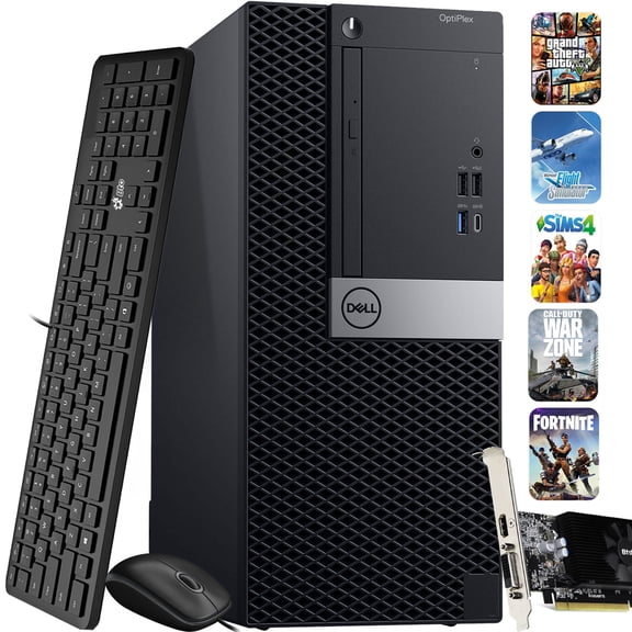 Dell OptiPlex Gaming Desktop Computer Tower Intel Hexa Core i7-8700 Processor, 16GB DDR4 Ram, 512GB SSD + 2TB HDD, NVIDIA GTX 1050ti, Bto Wi-Fi Windows 11