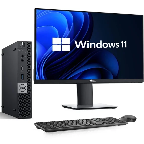Restored Dell OptiPlex Mini Desktop PC, Intel Quad-Core i5-6500T, 16 GB DDR4 Ram, 256GB SSD, 22" LED Monitor, WiFi, Keyboard and Mouse, Windows 11 Pro (Refurbished)