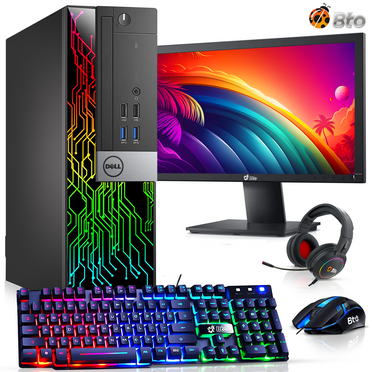 Restored Dell OptiPlex RGB Desktop Computer PC, Intel i5 Quad-Core 6th Gen. Processor, 16GB Ram, 1TB SSD, 22 inch Monitor, BTO RGB Gaming Keyboard Mouse & Headset, WiFi Windows 10 Pro (Refurbished)