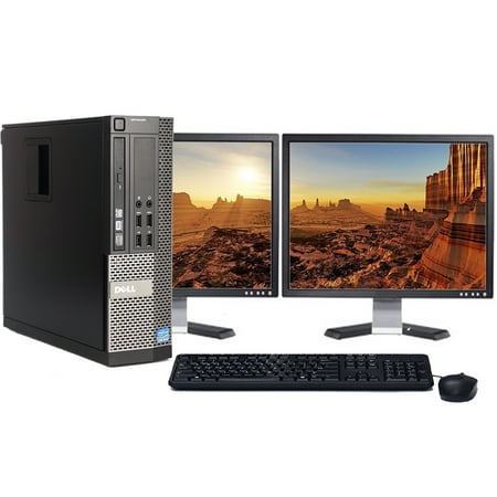 Restored Dell OptiPlex SFF Desktop Computer Core i5 3.1GHz 8GB RAM 500GB HD DVD Wi-Fi with Dual 19" LCD Monitors - Windows 10 PC (Refurbished)