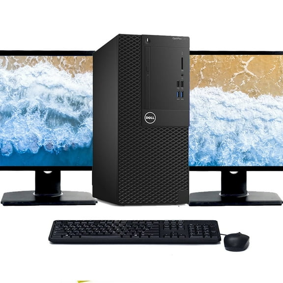 Restored Dell OptiPlex Tower Computer Intel Hexa-Core i5 9th gen 8GB RAM 1TB HDD Wireless Keyboard and Mouse Windows 11 Dual 22" LCD Home or Office PC (Refurbished)