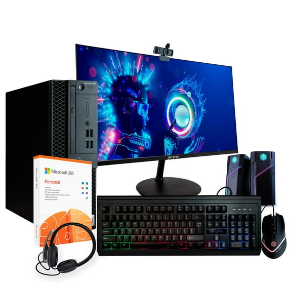 Restored Dell Optiplex 3060 Desktop Computer Intel i5-8500 (3.2) 16GB DDR4 RAM 1TB SSD Solid State Windows 11 Professional 24in LCD MonitorOffice 365 Remote Desktop PC (Refurbished)