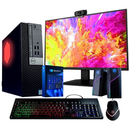 Restored Dell Optiplex 5060 (RGB) Desktop Computer Quad Core Intel i5 (3.2GHz) 8GB DDR4 RAM 500GB SSD 5G-WiFi & BT 22in LCD Monitor RGB Ultimate Desktop Kit Windows 11 Pro (Refurbished)