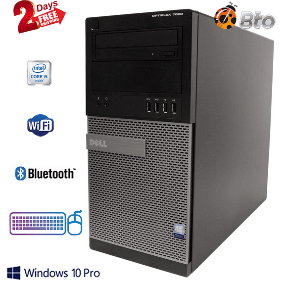 Restored Dell Optiplex 7020 MT Fast Desktop PC, Intel Core i54th, 16GB Ram, 240GB SSD, 2TB HDD, 16GB Flash Drive, Keyboard & Mouse, WiFi, Bluetooth, Windows 10 Pro (Refurbished)