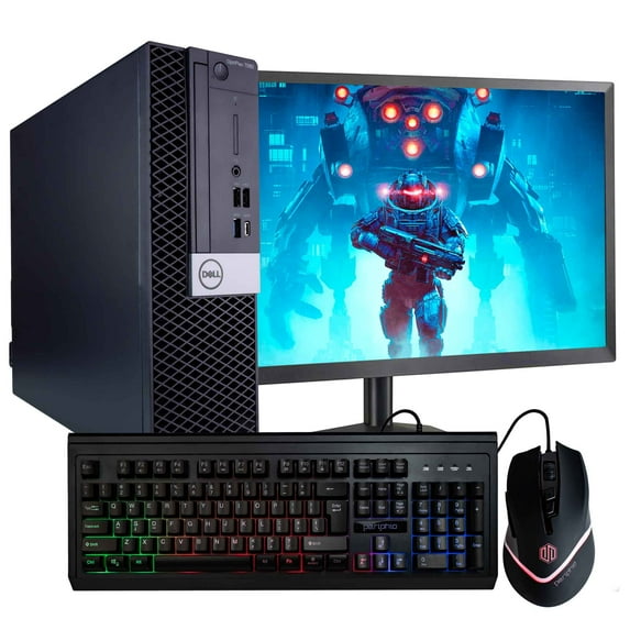 Restored Dell Optiplex 7060 Desktop Computer Hexa Core Intel i5 (3.2GHz) 16GB DDR4 RAM 500GB SSD 5G-WiFi & BT Windows 11 Pro RGB Keyboard & Mouse 24in LCD Monitor (Refurbished)