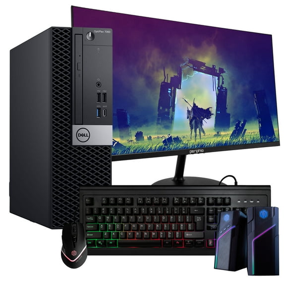 Restored Dell Optiplex 7060 Desktop Computer Hexa Core Intel i5 (3.2GHz) 16GB DDR4 RAM 500GB SSD Windows 11 Pro 24in LCD Monitor RGB Desktop Kit Home or Office PC (Refurbished)