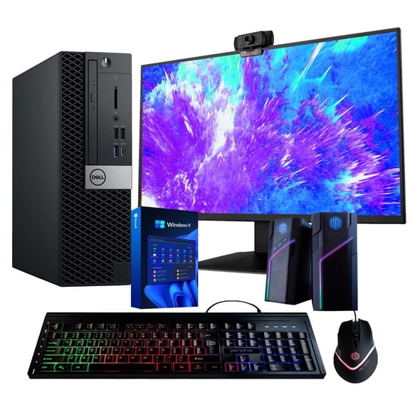 Restored Dell Optiplex 7070 Desktop Computer Hexa Core Intel i7 (3.4GHz) 16GB DDR4 RAM 500GB SSD Solid State 22in LCD Monitor Windows 11 Professional RGB Desktop Kit (Refurbished)