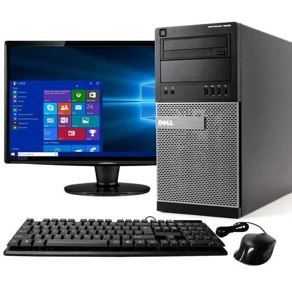 Restored Dell Optiplex 9020 Tower Computer PC, 3.20 GHz Intel i5 Quad Core Gen 4, 8GB DDR3 RAM, 1TB Hard Disk Drive (HDD) SATA Hard Drive, 24" LCD, Windows 10 Home 64bit (Refurbished)